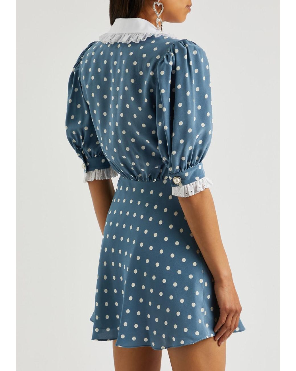 ワンピースその他 Alessandra Rich Blue silk minidress with white polka dots Polka-dot printed silk minidress in blue - Alessandra Rich