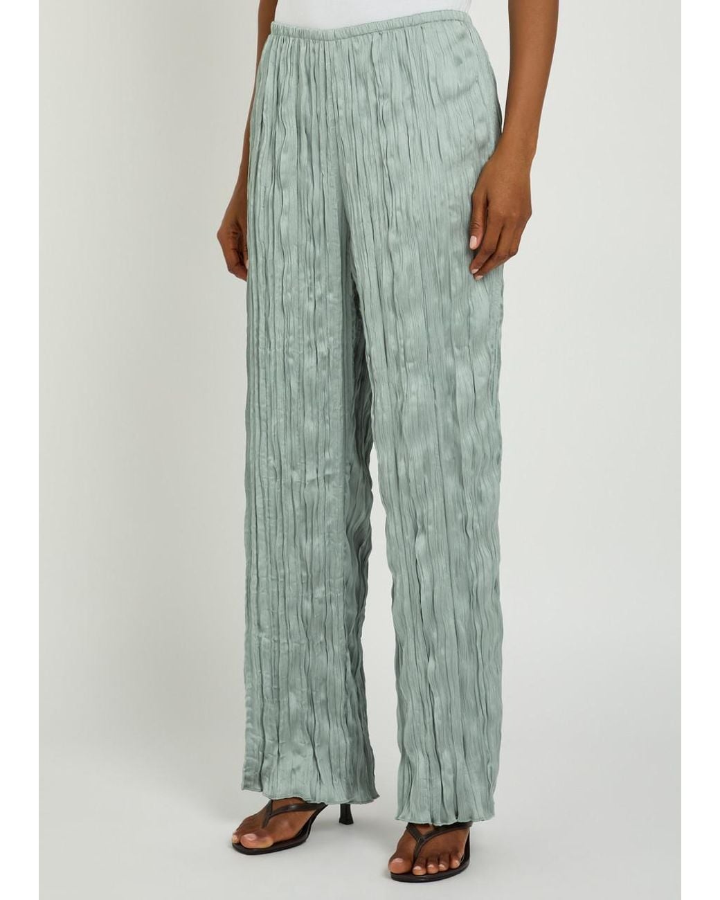 Staud Blue Nami Plissé Trousers