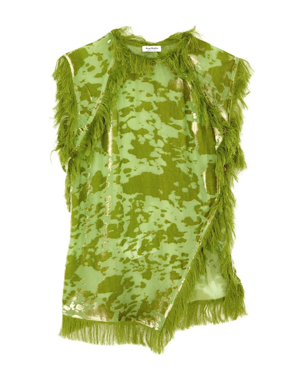 Acne Studios Devoré Fringe-trimmed Mesh Top in Green | Lyst