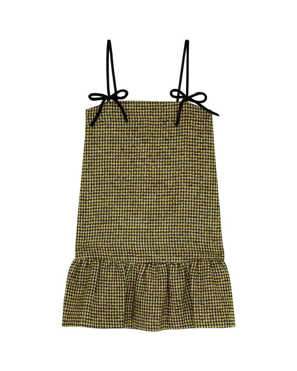 Ganni Sleeveless Houndstooth Minidress in Green | Lyst