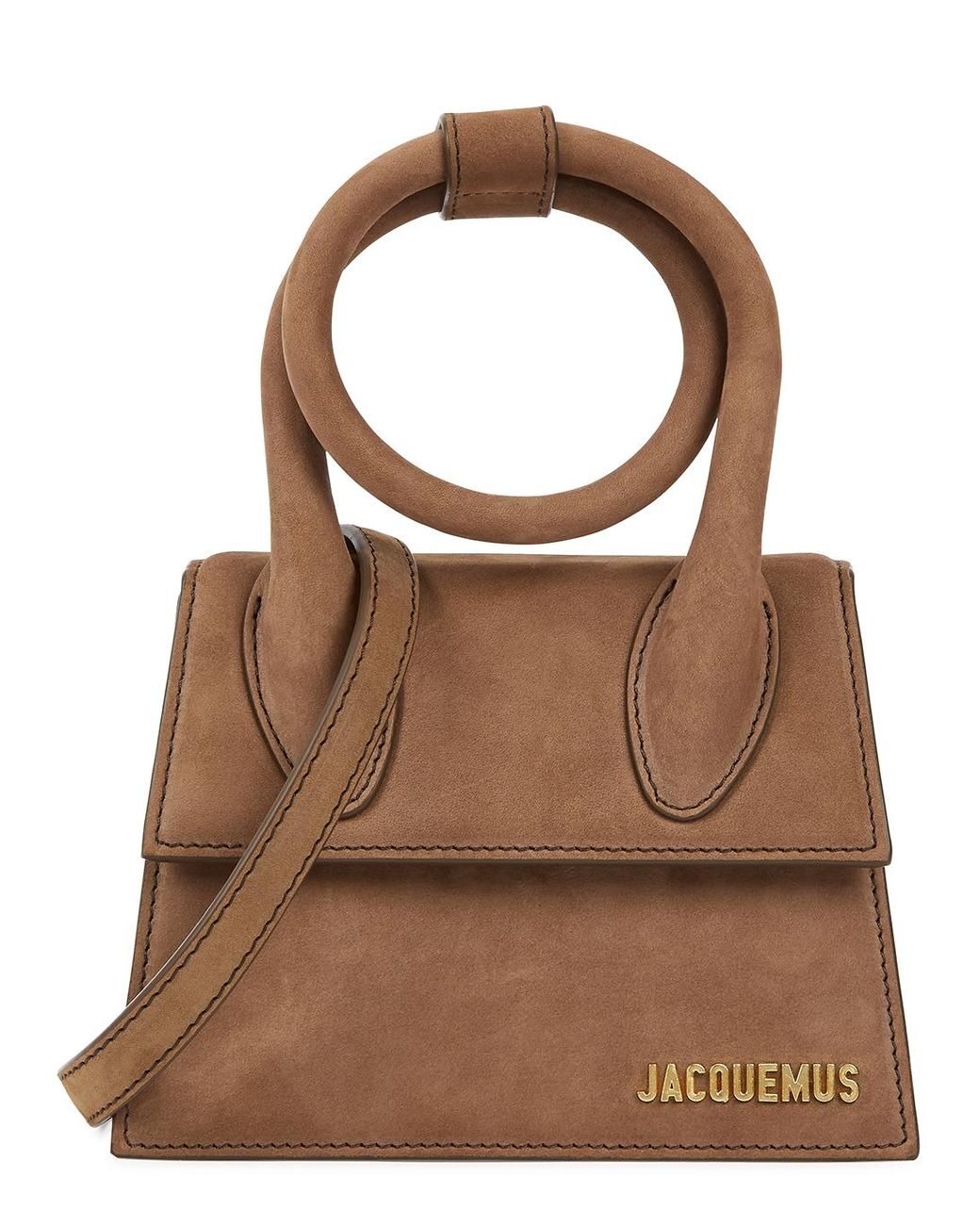 Jacquemus Le Chiquito Noued Suede Top Handle Bag in Brown | Lyst