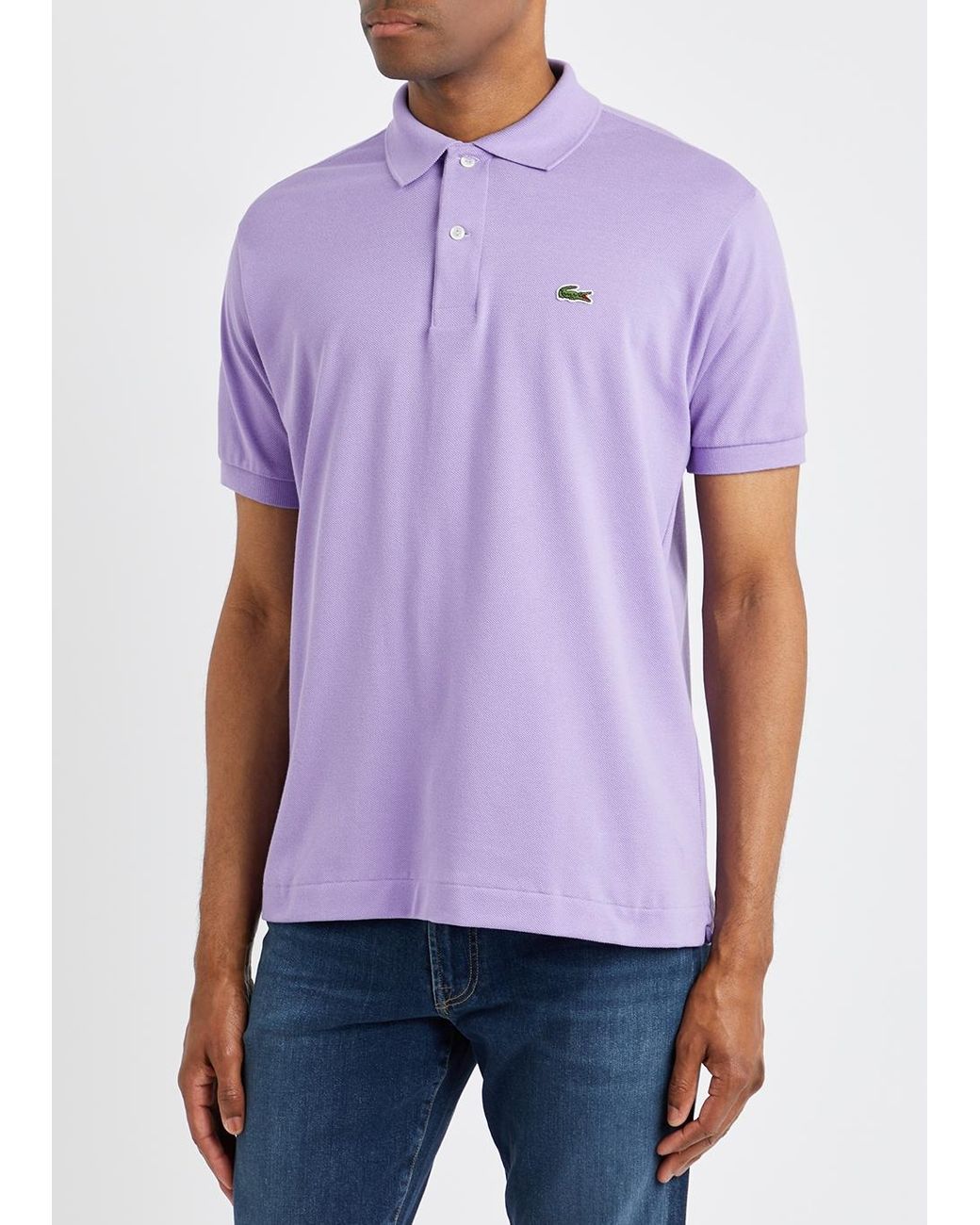 Lacoste Cotton Polo Shirt in Purple for Men | Lyst