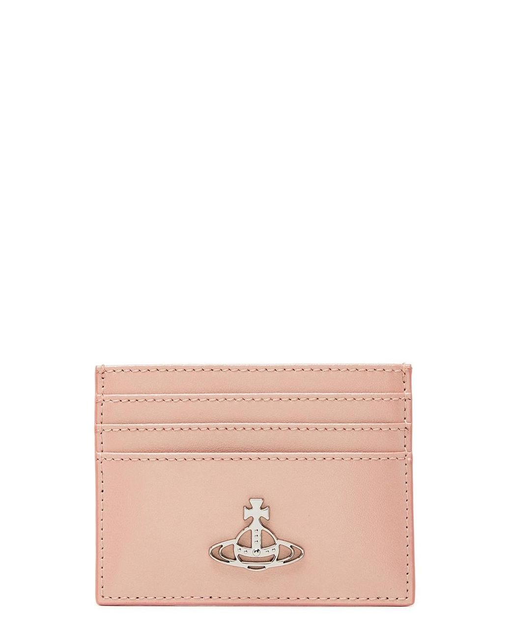 【VIVIENNE WESTWOOD】Orb Logo Leather Card Holder Pink Patent leather wallet Vivienne Westwood Pink in Patent
