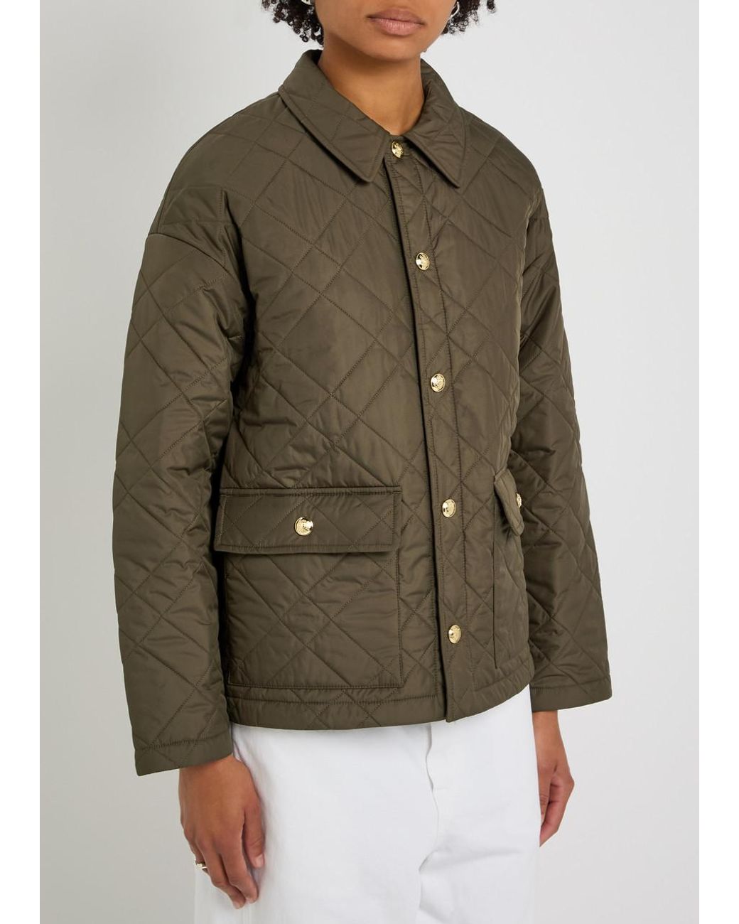 Nili Lotan Green Helah Quilted Shell Jacket