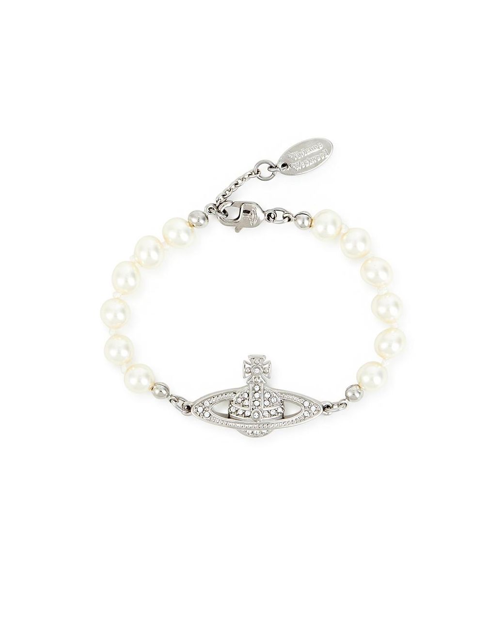 Vivienne Westwood Mini Bas Relief Faux Pearl Orb Bracelet in White ...
