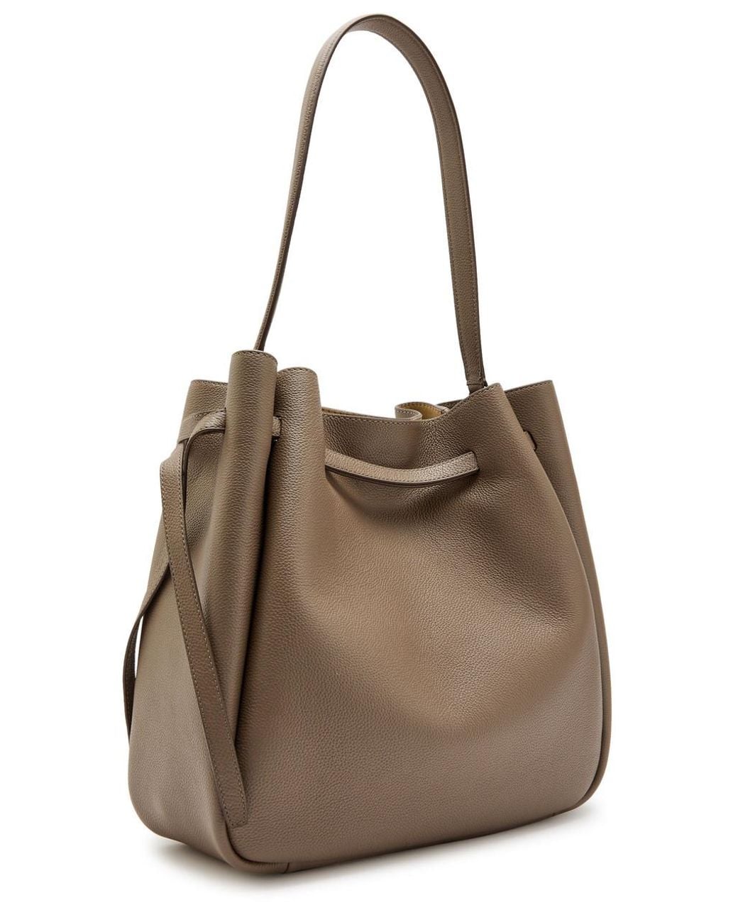 Tory Burch Brown Romy Large Grained Leather Bucket Bag