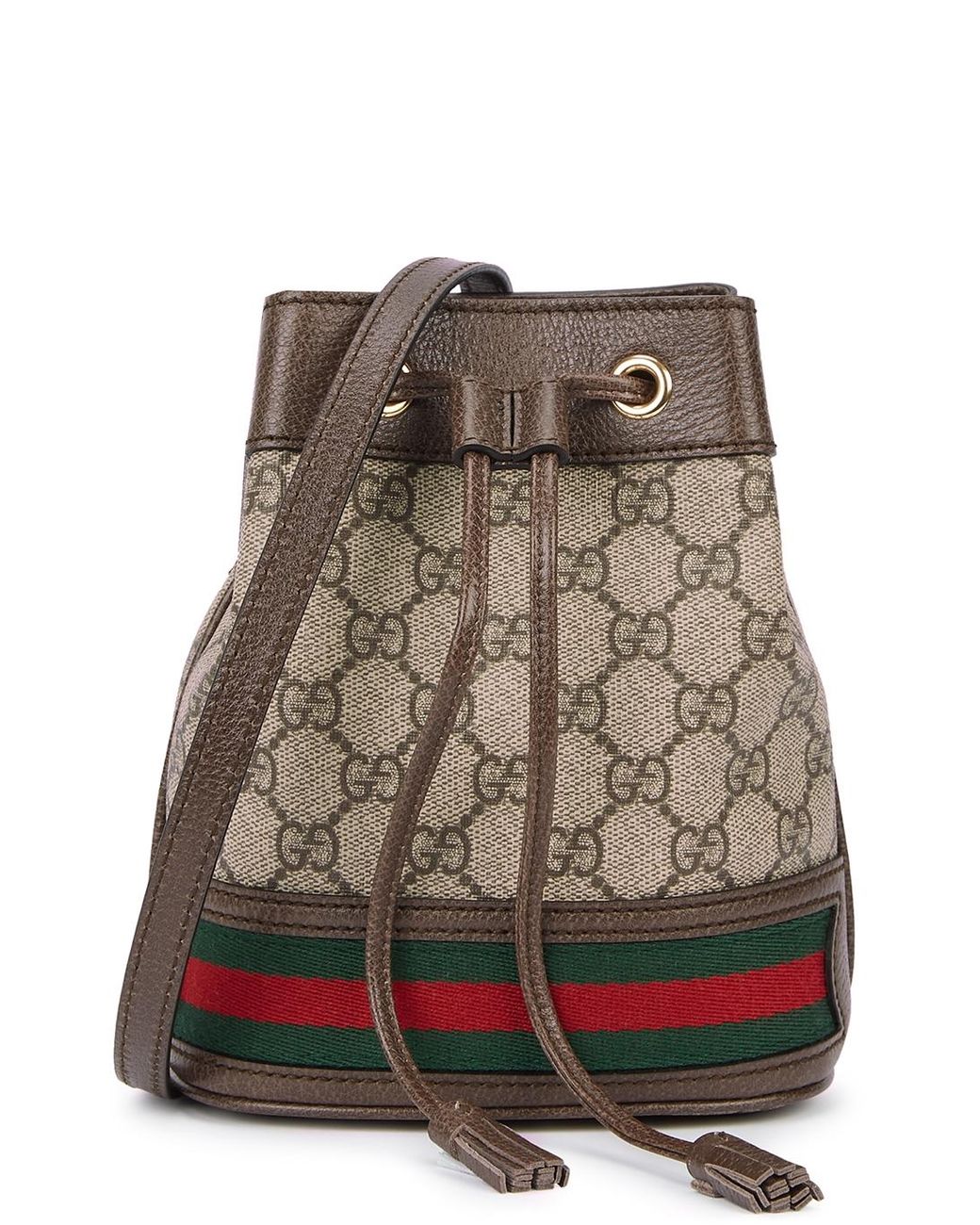 Gucci Ophidia GG Mini Monogrammed Bucket Bag in Beige (Natural) - Lyst