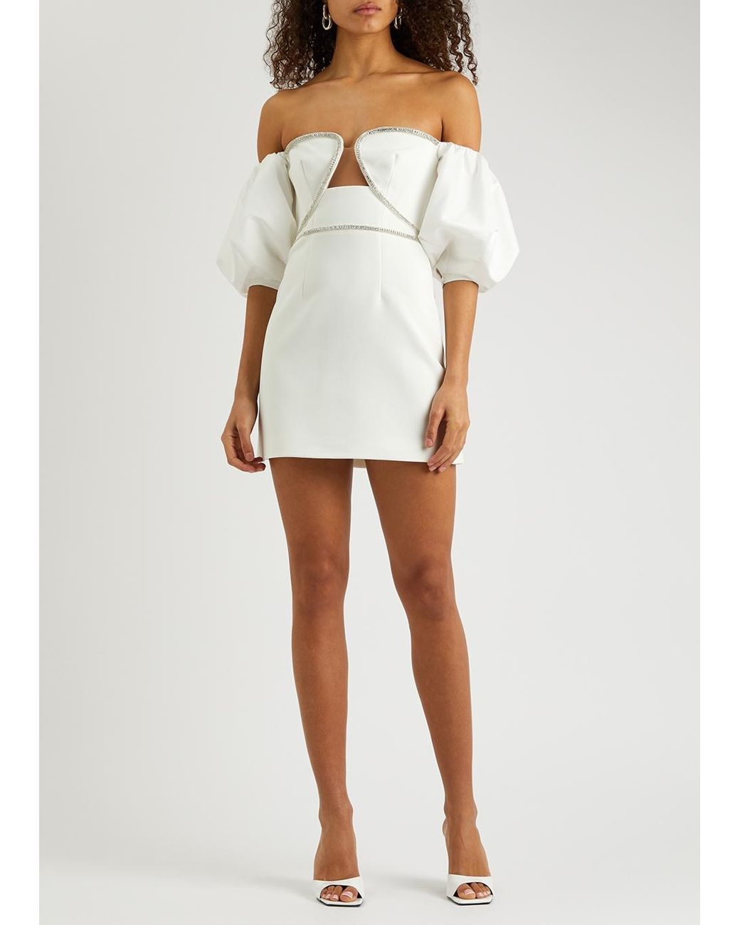 silk wedding dress off the shoulder Off the Shoulder Satin Wedding Dress with Beaded Deep V Neckline