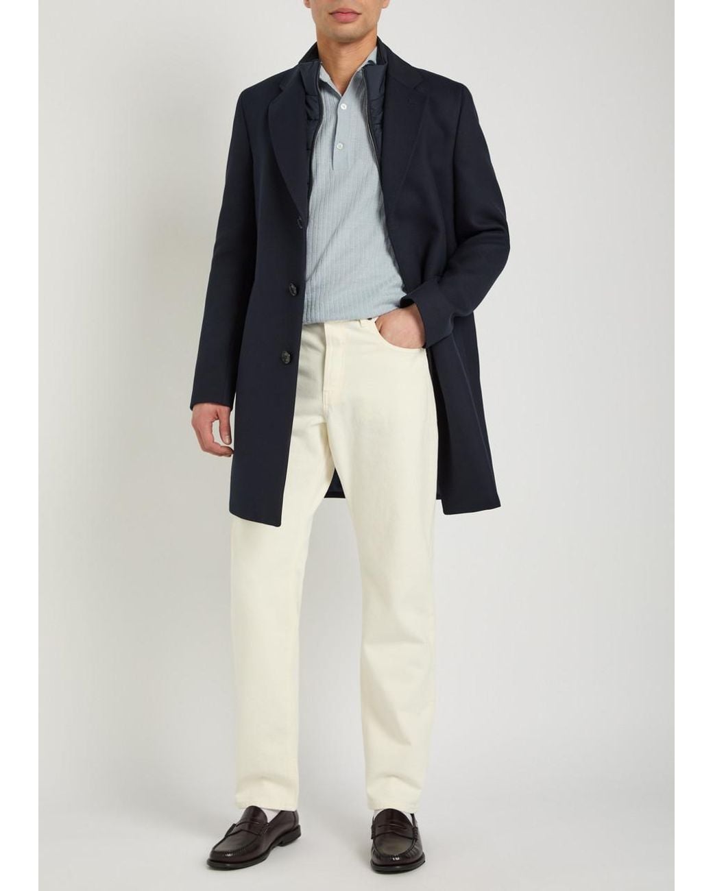 Boss Blue Layered Cotton-Blend Coat for men