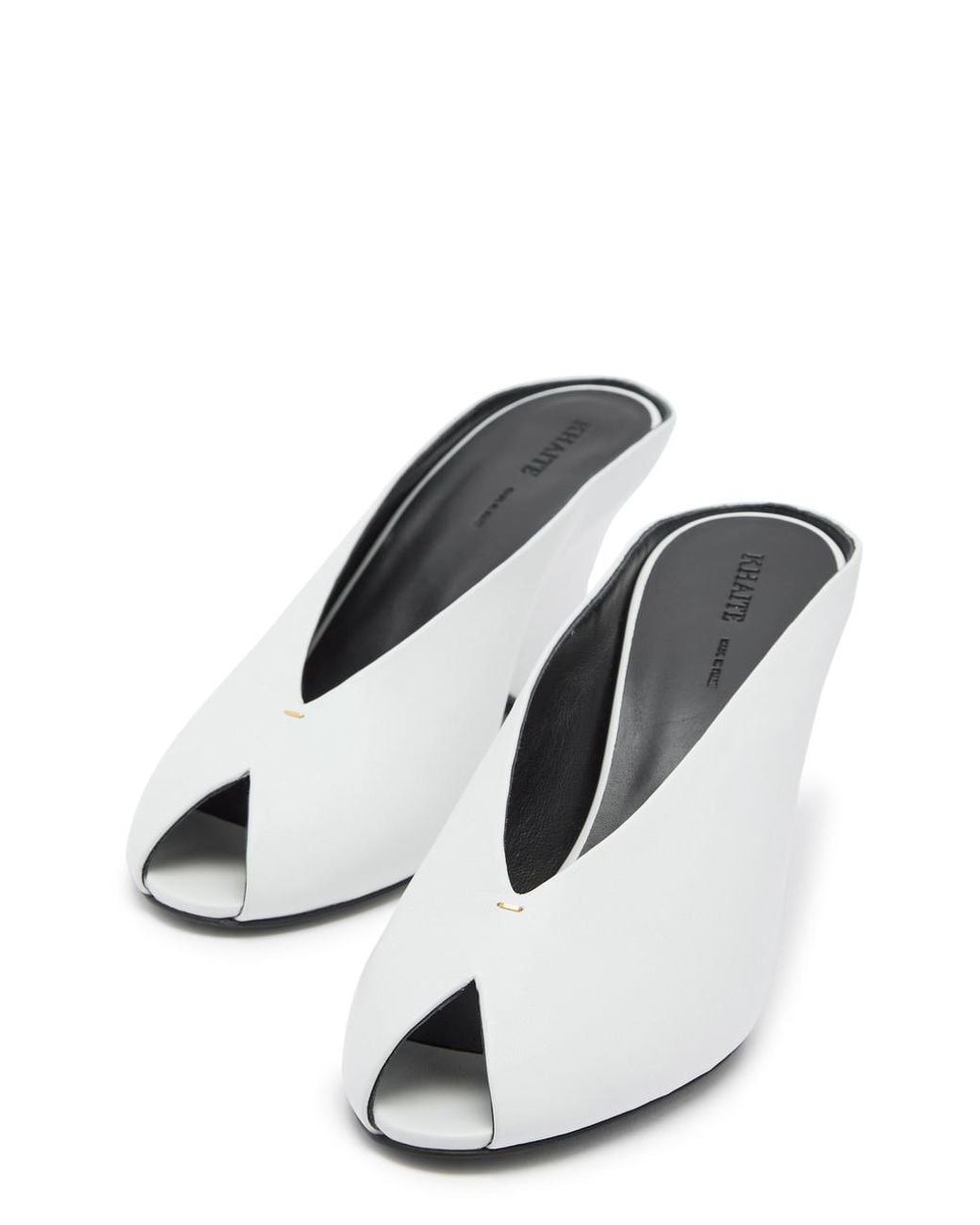 Khaite White Cloak 75 Peep-Toe Leather Mules