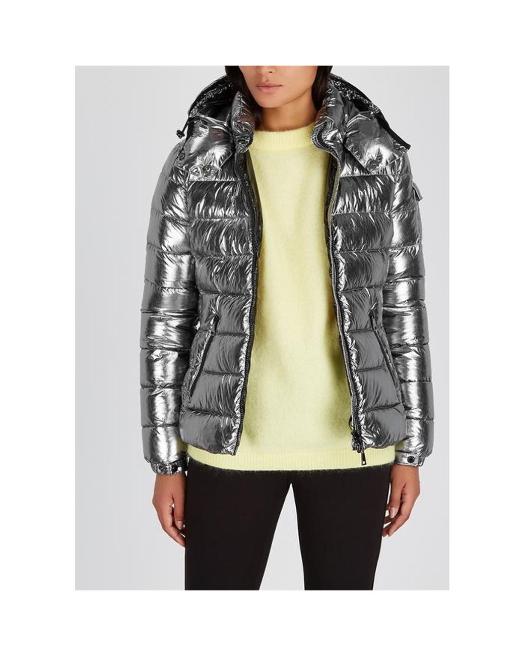 Moncler Bady Silver Quilted Shell Jacket in Metallic | Lyst