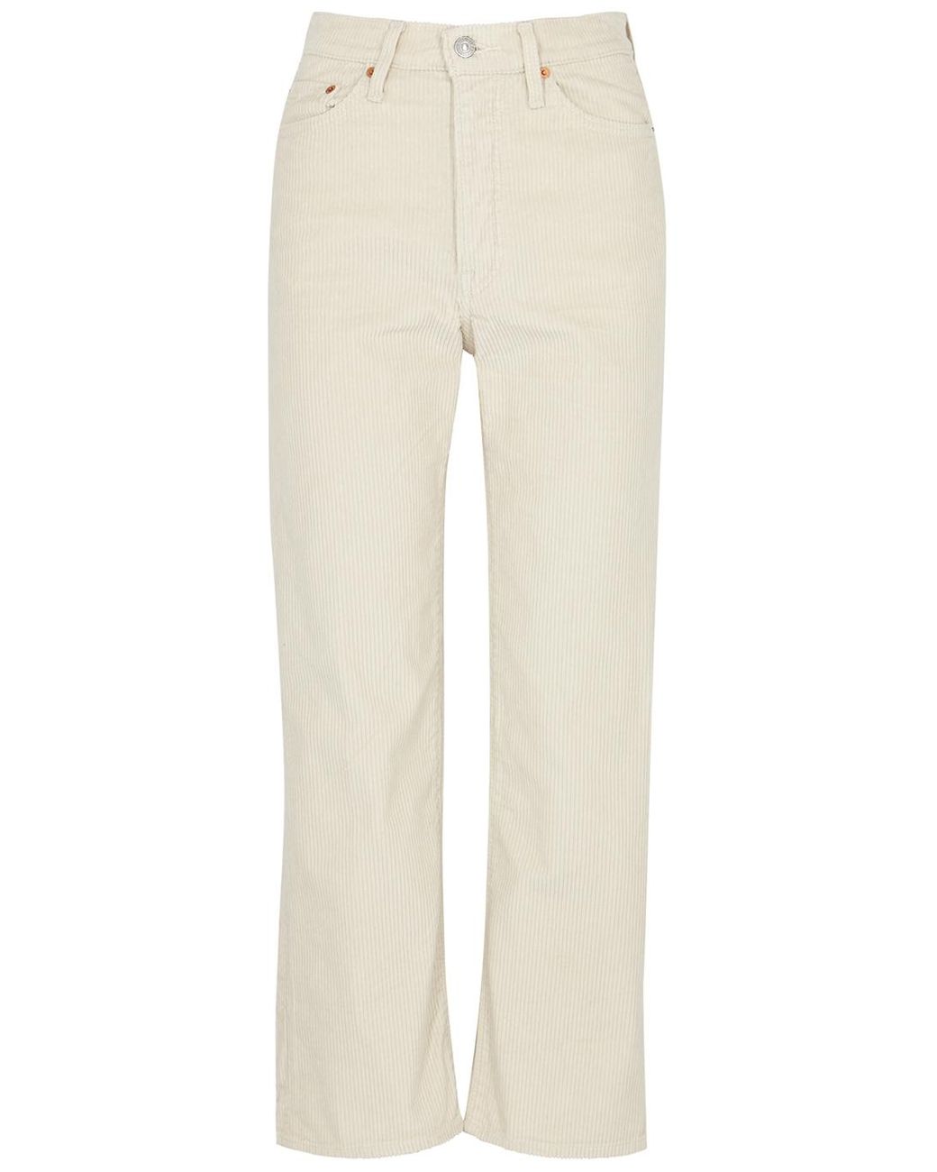 Levi's Ribcage Cream Corduroy Straight-leg Jeans in Natural | Lyst UK