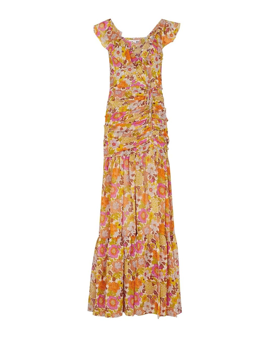 Veronica Beard Alannah Floral-print Silk-gauze Maxi Dress in Orange ...