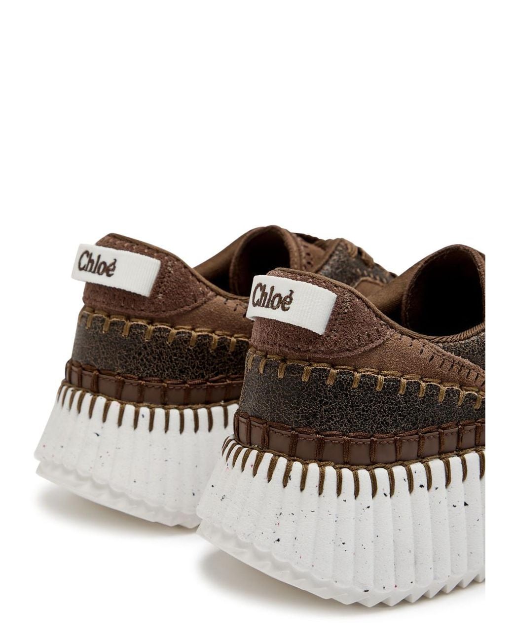 Chloé Brown Nama Panelled Suede Sneakers