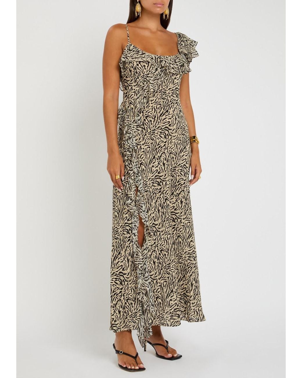 Rixo Natural Ester-Print Silk-Crepe Maxi Dress