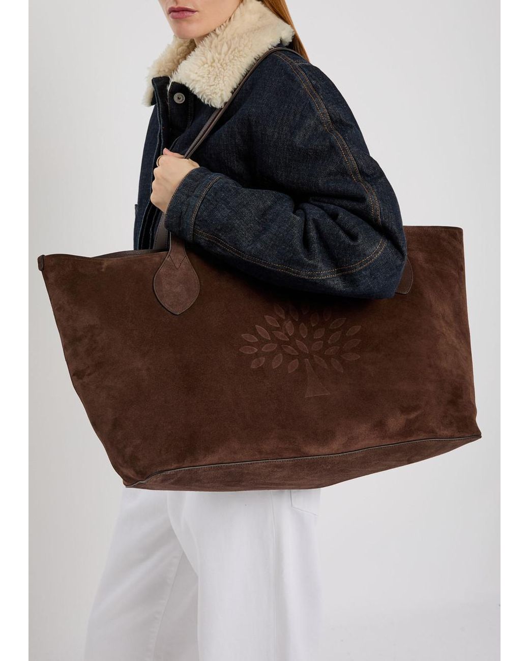 Mulberry Brown Oversized Suede Tote Bag