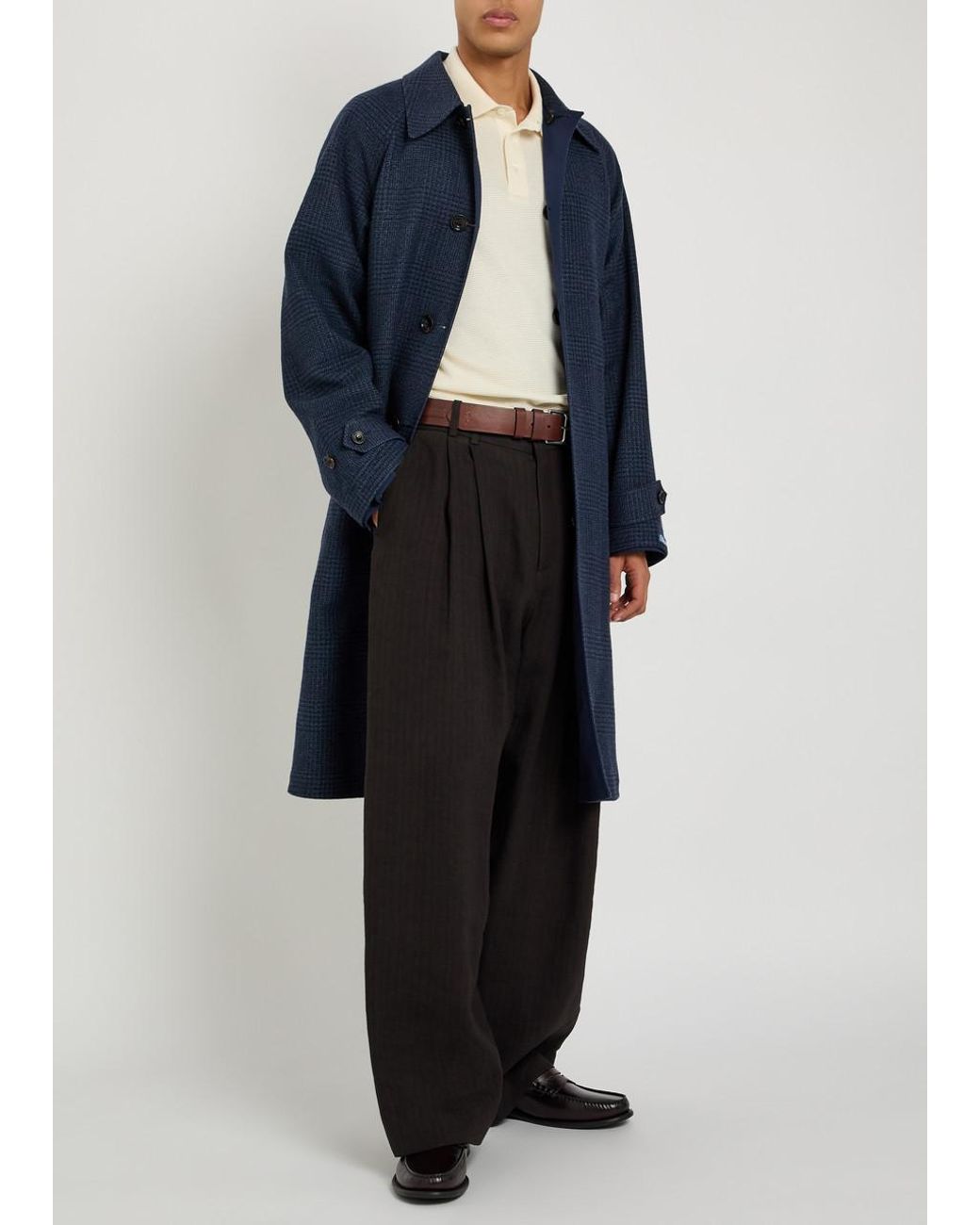 Polo Ralph Lauren Blue Balmacaan Reversible Belted Wool And Silk-Blend Coat for men