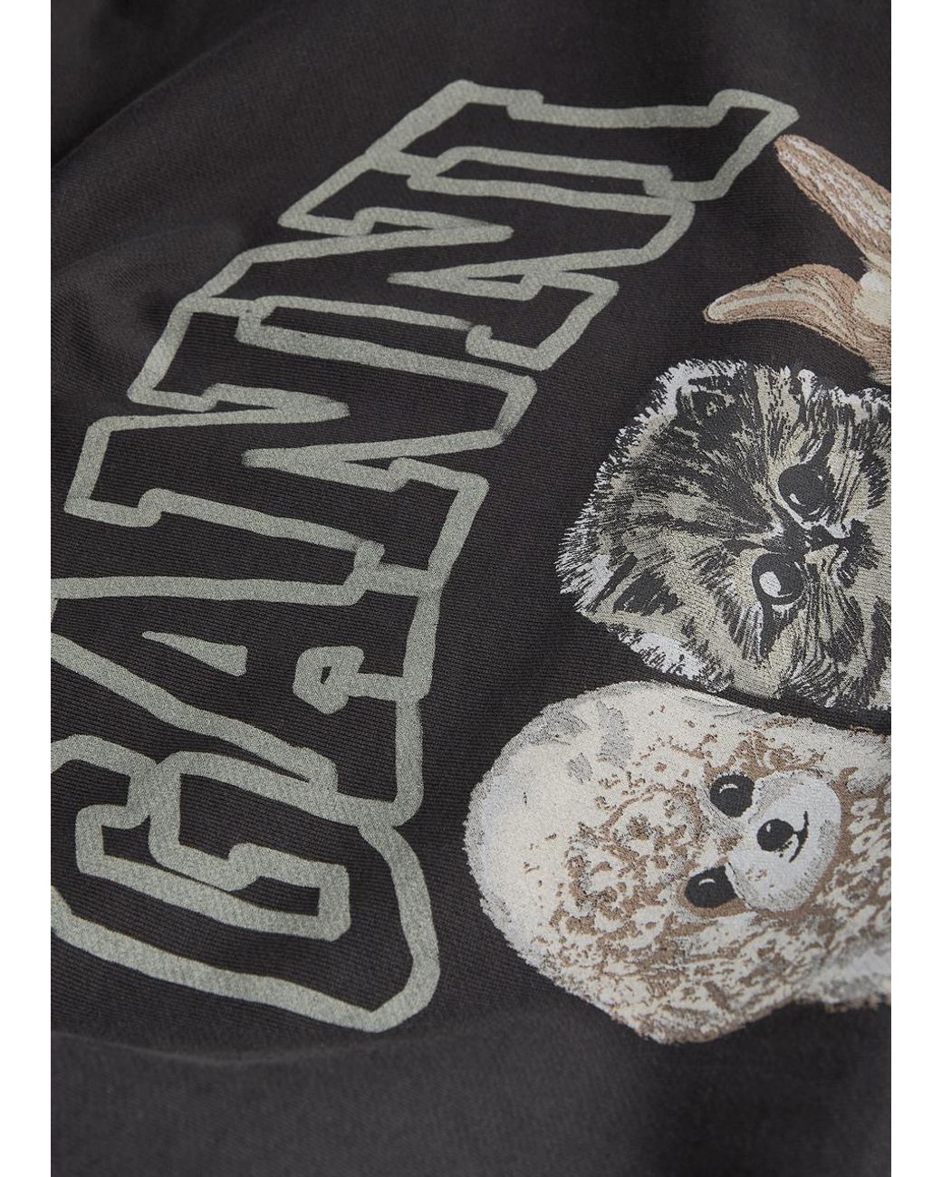 Ganni Black Printed Hooded Cotton Sweatshirt