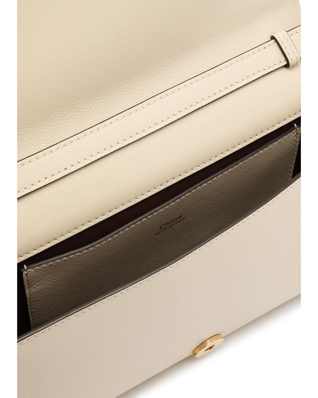 Chloé The Iconic Logo Leather Cross-Body Bag in Natural | Lyst