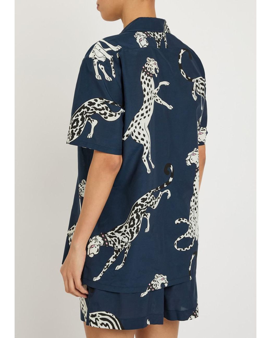 Olivia Von Halle Blue Emeli Printed Cotton-Blend Pyjama Set