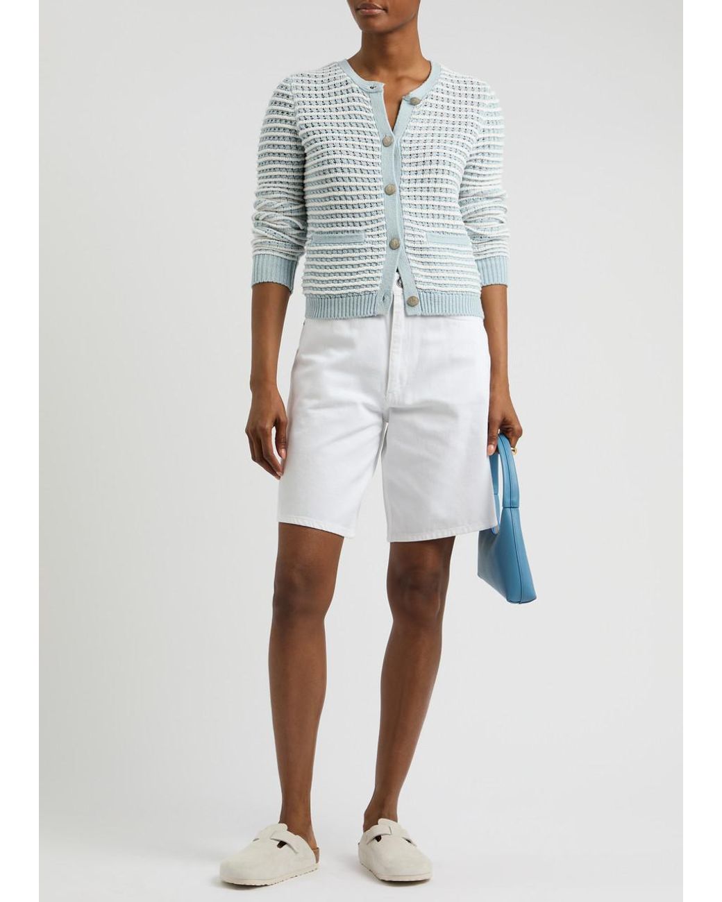 Rag & Bone Blue Marlee Striped Cotton-Blend Cardigan