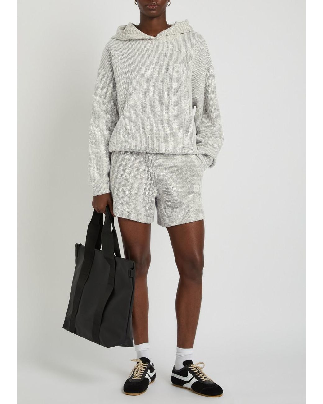 Anine Bing Gray Kam Marled Cotton-Blend Shorts