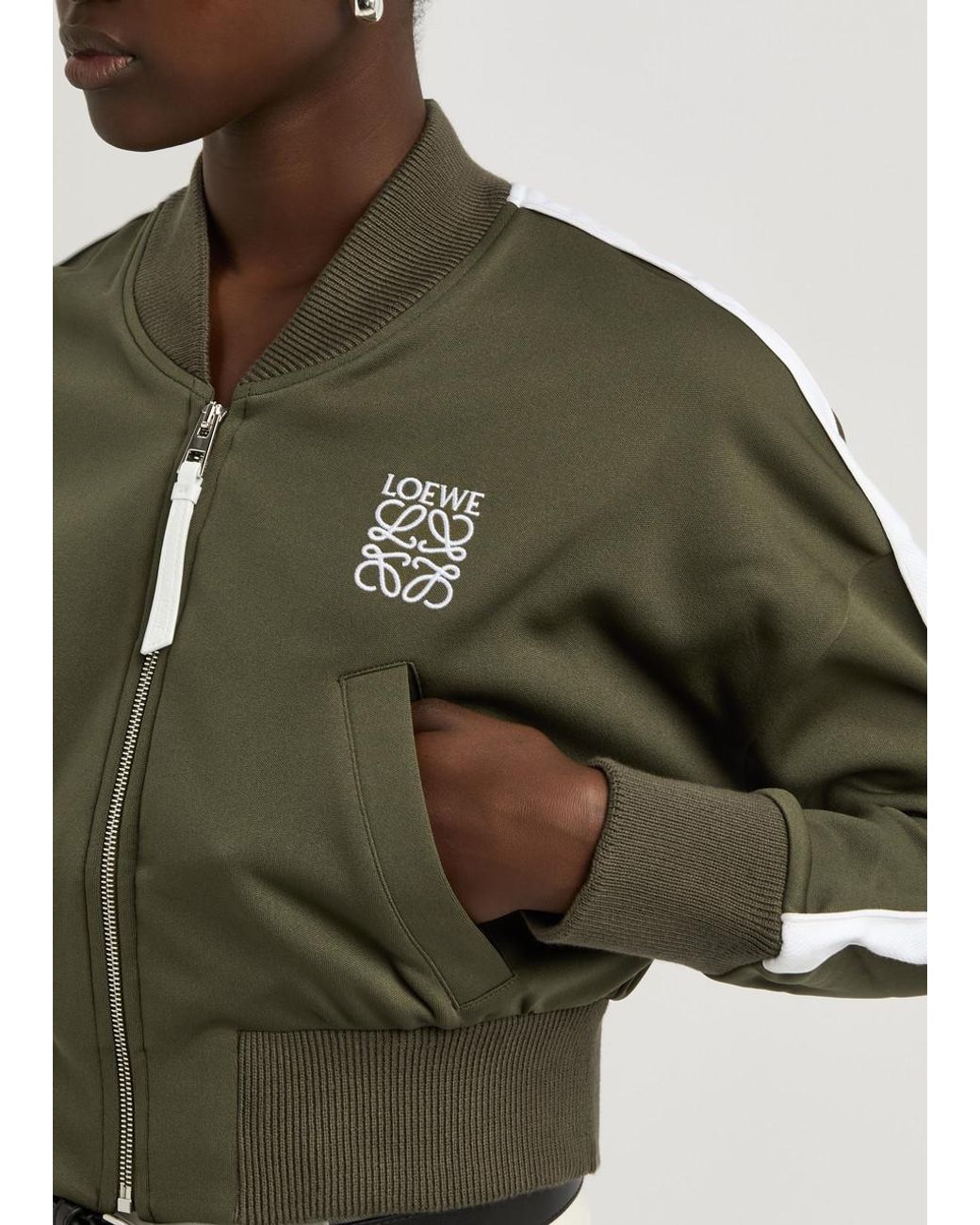 Loewe Logo-Embroidered Jersey Track Jacket in Green | Lyst UK