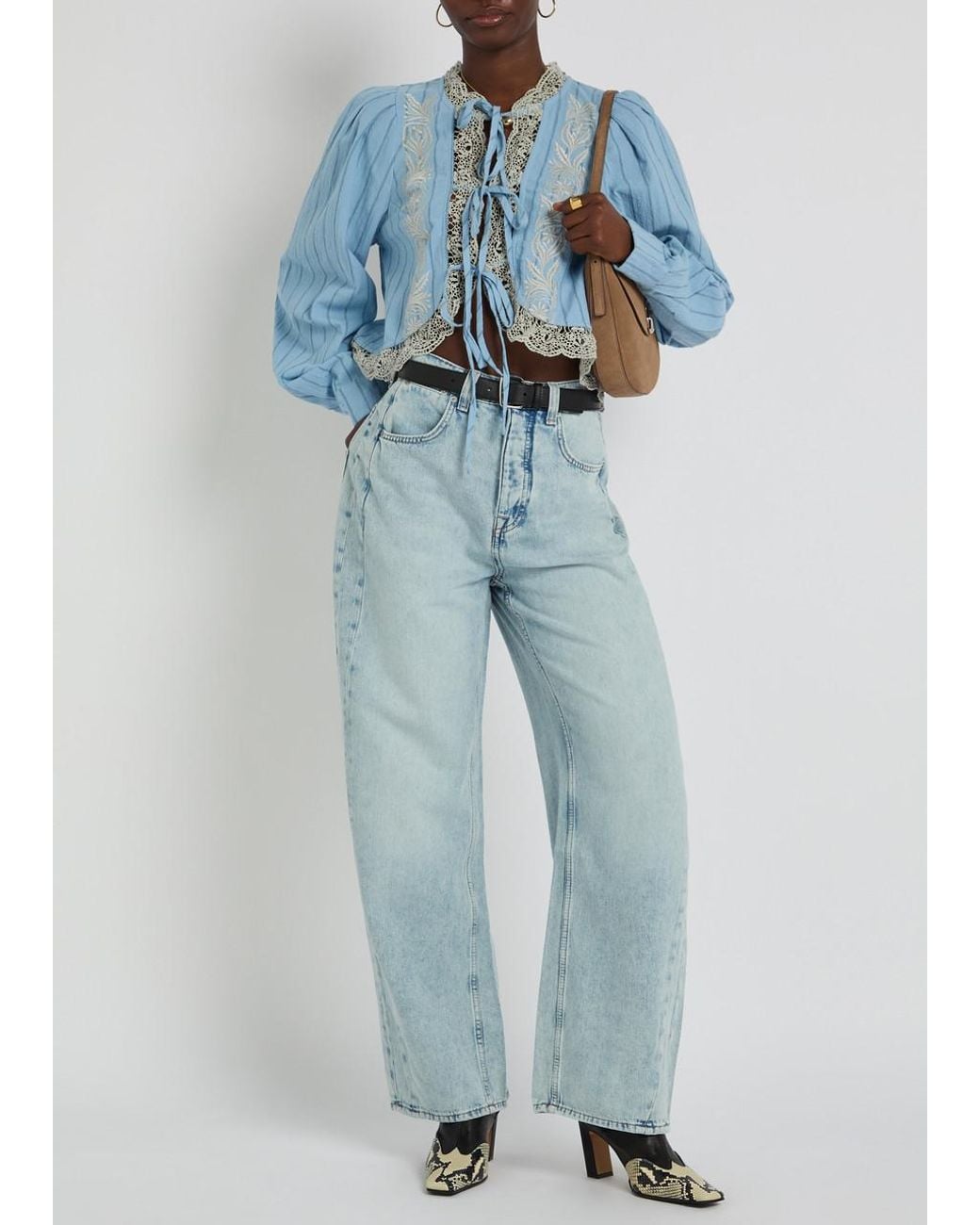 Free People Blue Truro Wide-Leg Jeans