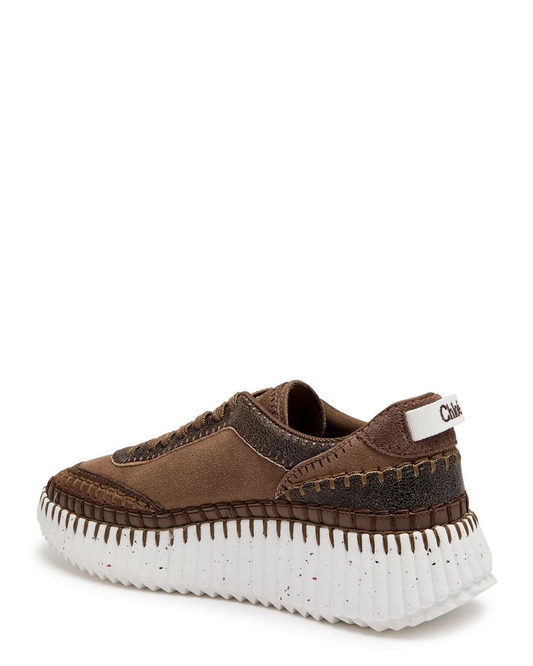 Chloé Brown Nama Panelled Suede Sneakers