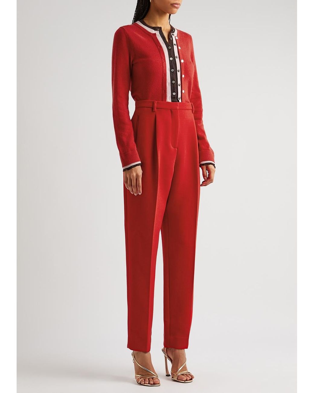 Tory Burch Laye Cashmere Cardigan in Red | Lyst