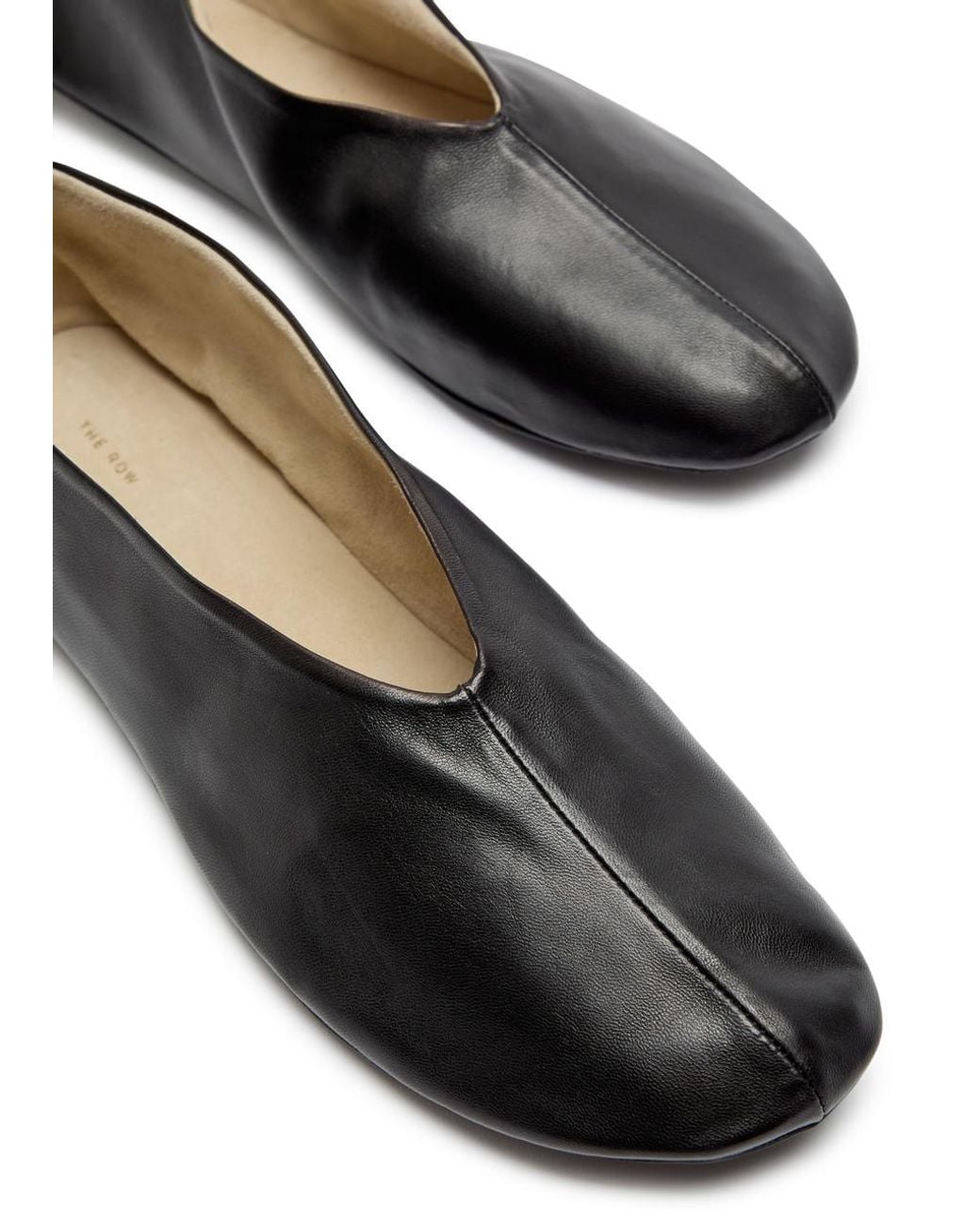The Row Black Stella Leather Ballet Flats