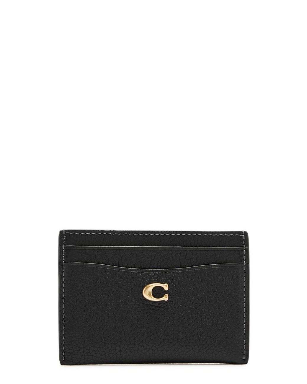COACH Logo Leather Card Holder in Black Lyst