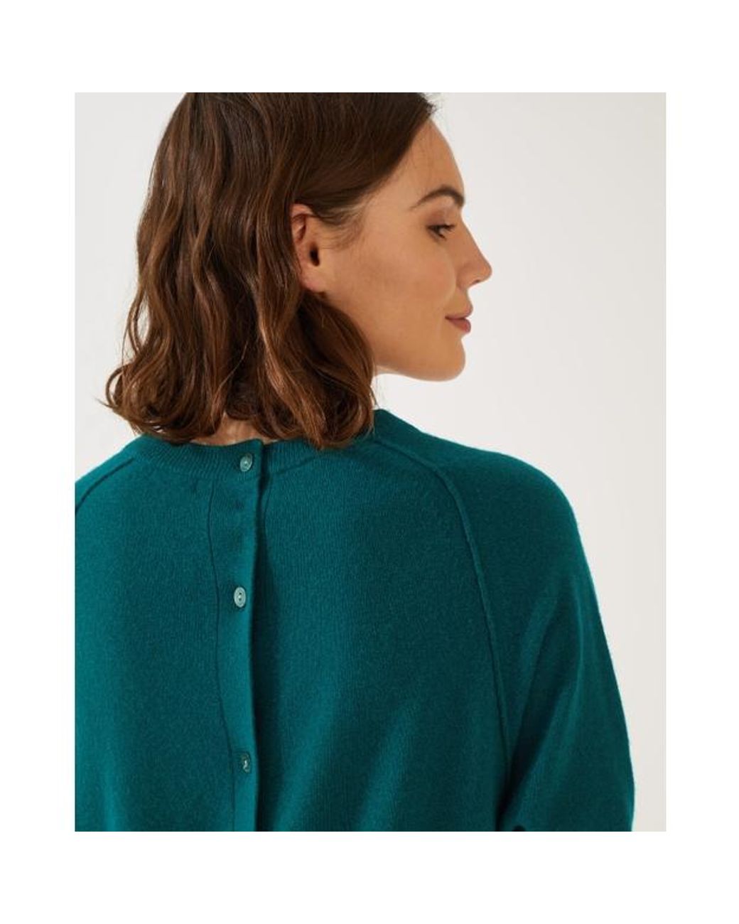 Jigsaw Cashmere Button Back Batwing 