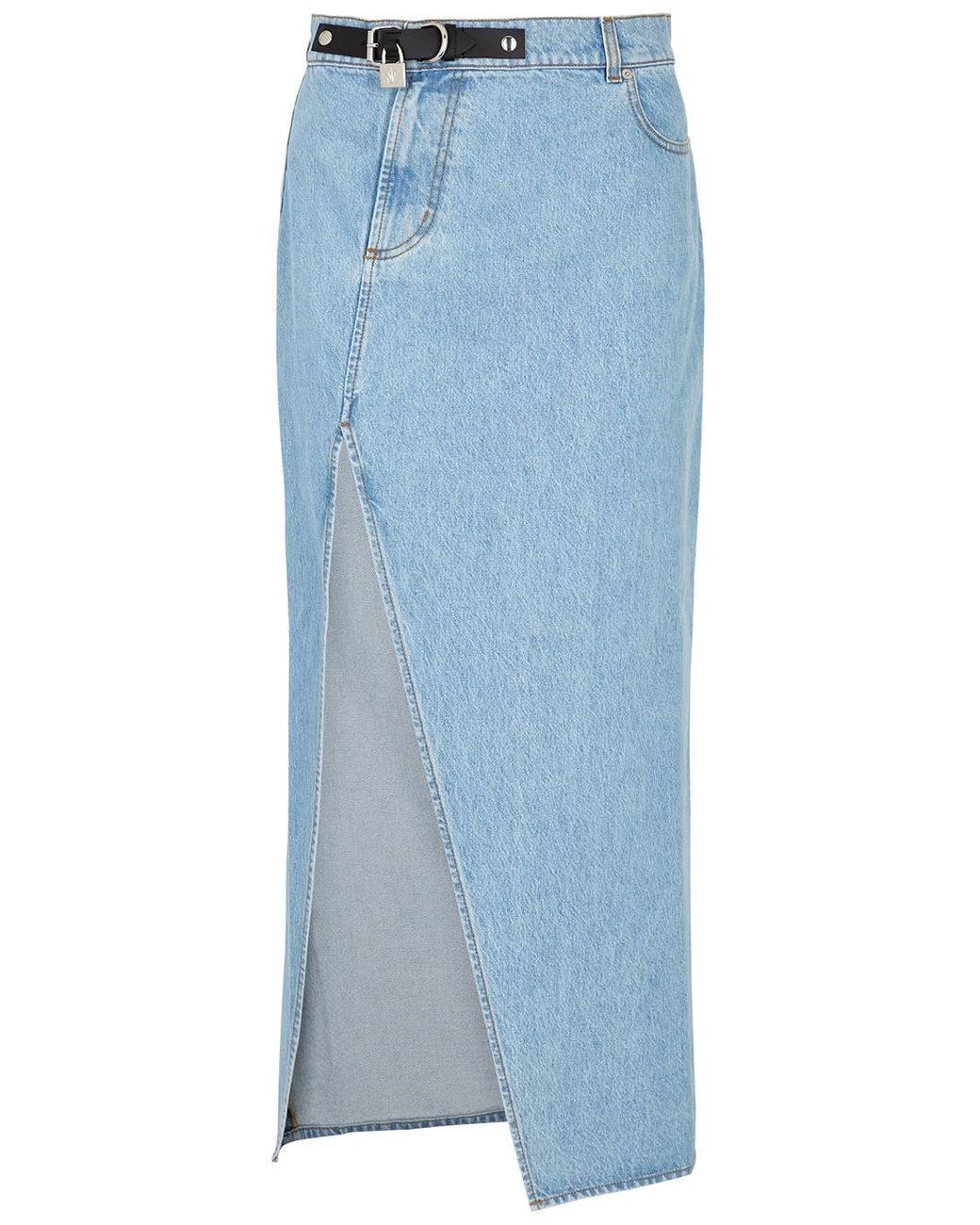 JW Anderson Padlock-embellished Denim Midi Skirt in Blue | Lyst