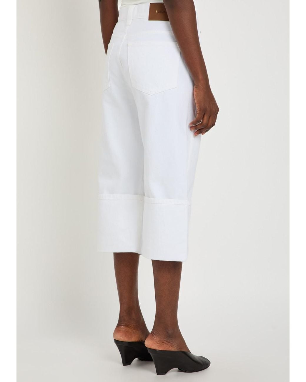 Khaite White Boyle Cuffed Wide-Leg Jeans