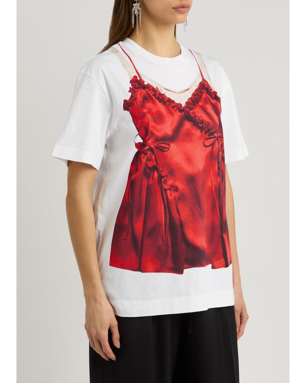 Simone Rocha Negligee Tromp 'Oeil Printed Cotton T-Shirt in