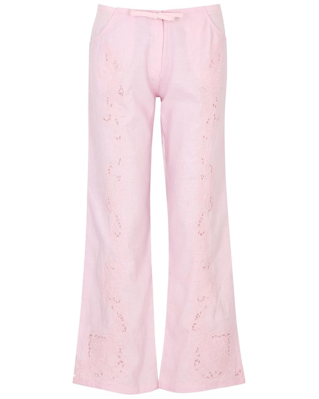 Beretta Pink Lace Linen Blend Pants