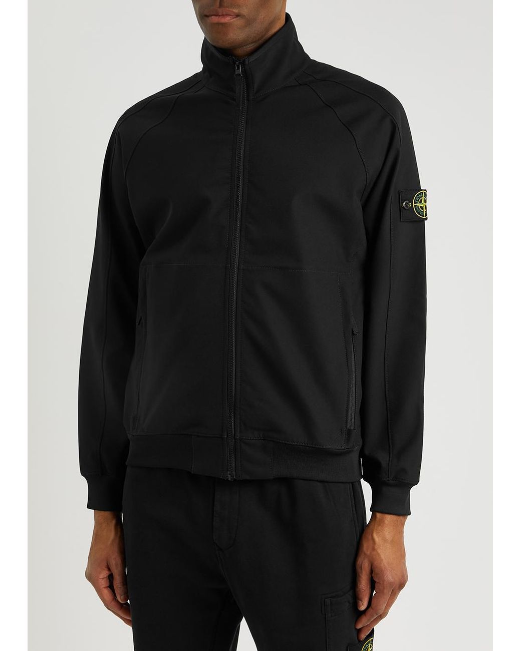 Stone Island Stretch-jersey Track Jacket in Black for Men | Lyst