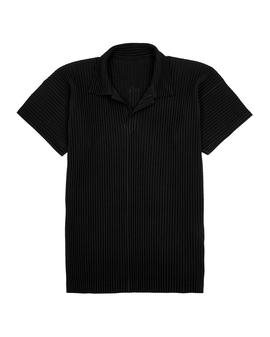 Homme Plissé Issey Miyake Pleated Jersey Polo Shirt in Black for Men | Lyst