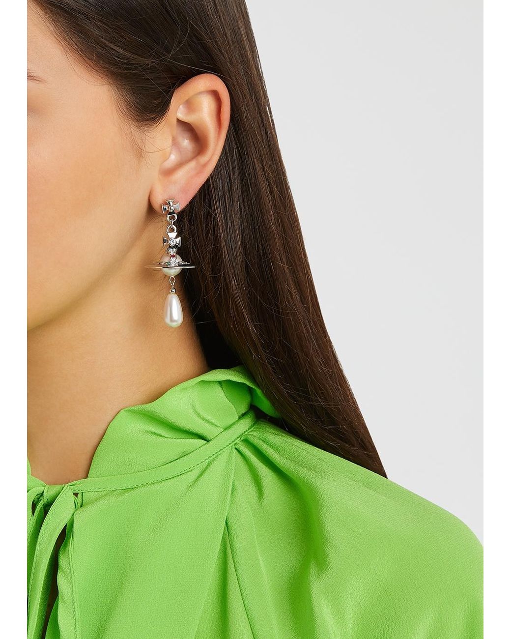 Vivienne Westwood Pearl-embellished Silver-tone Drop Earrings | Lyst