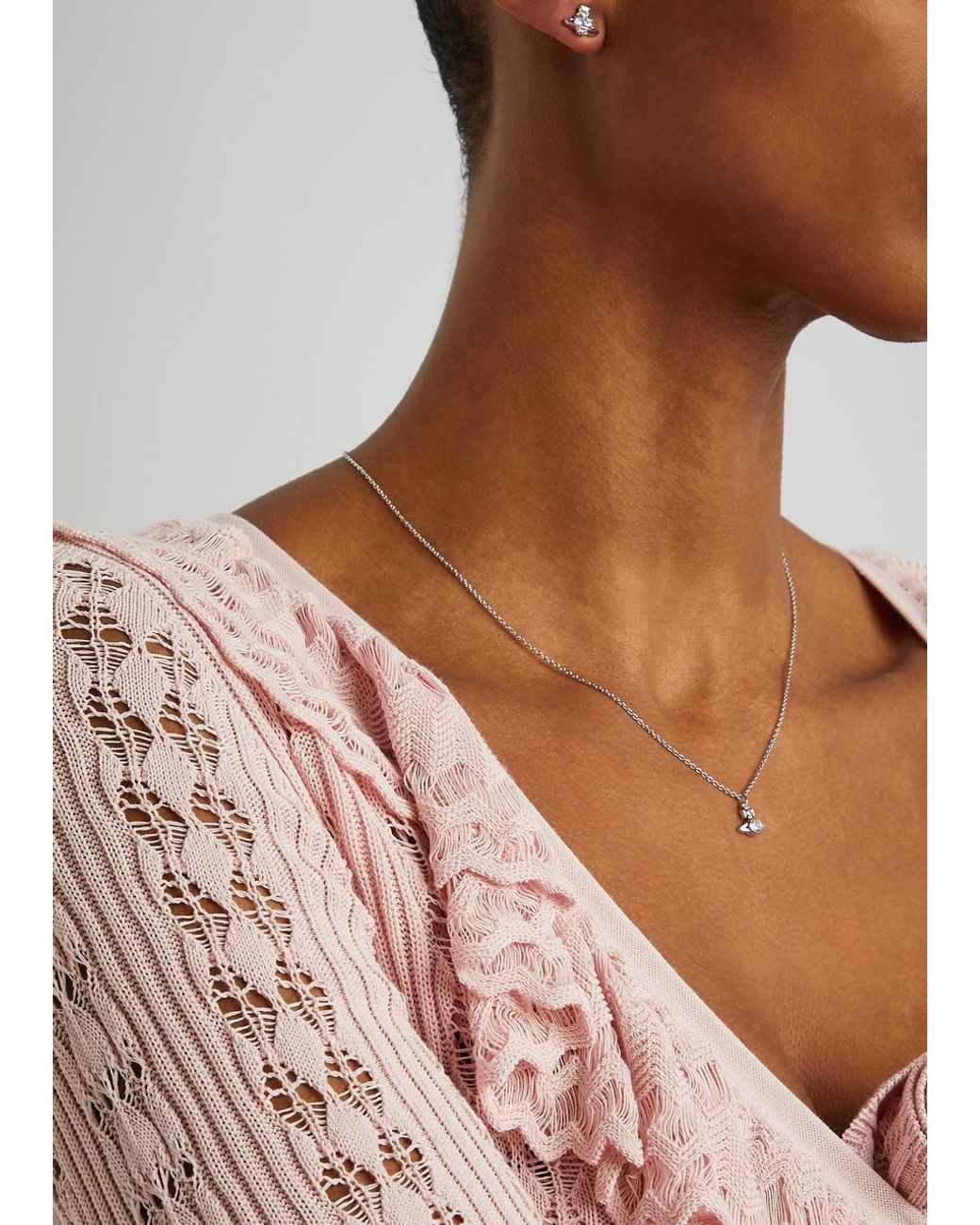 Vivienne Westwood London Crystal embellished Orb Necklace in White