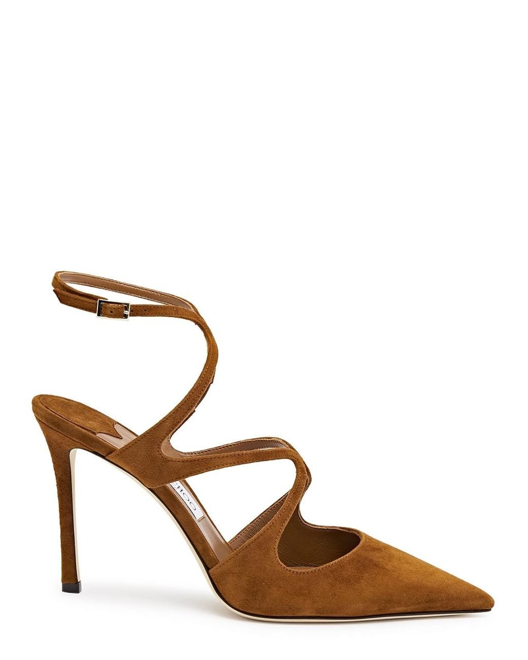 Jimmy Choo Azia 95 Cutout Suede Pumps in Brown Lyst
