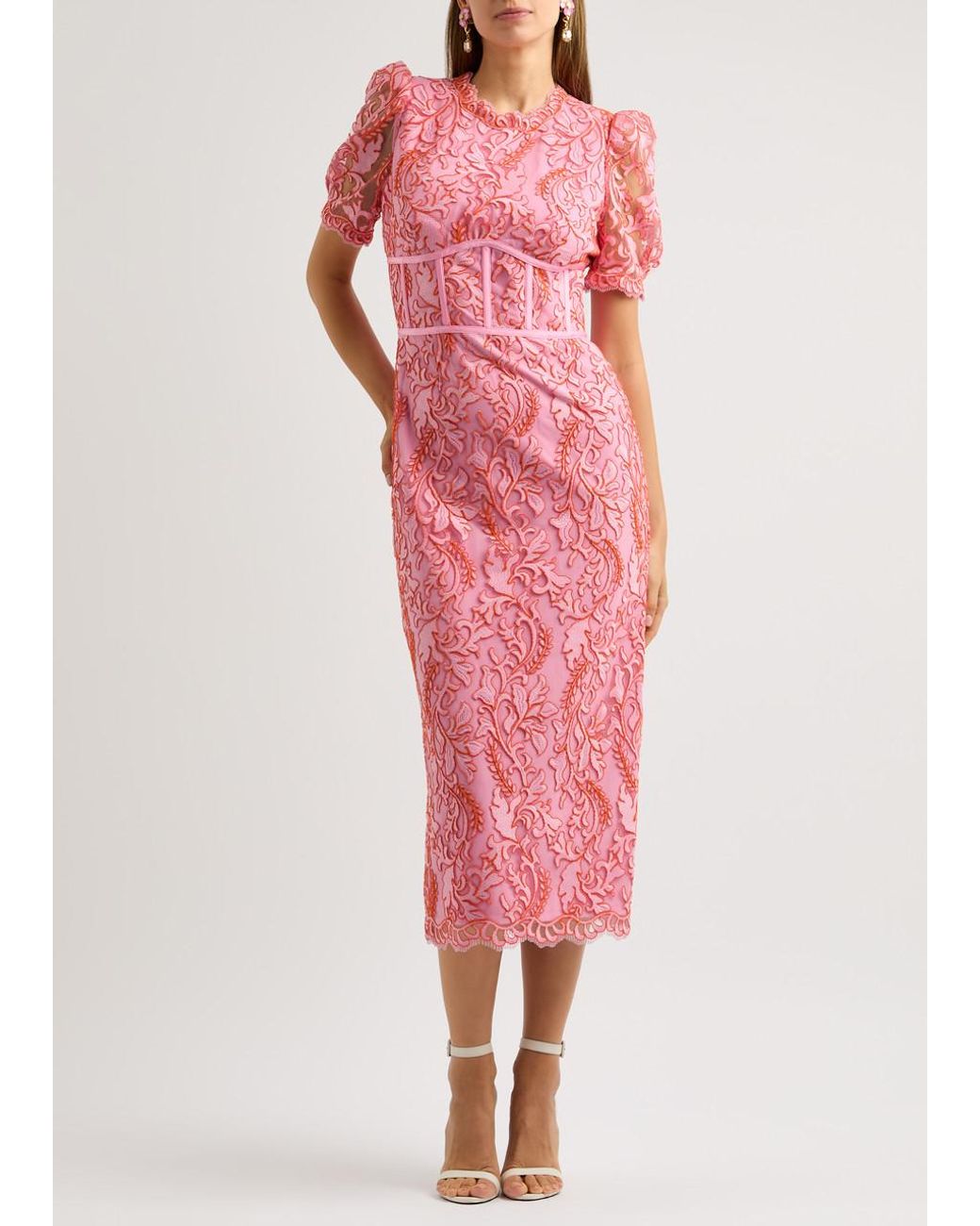 【REBECCA VALLANCE】 ドットチュール ミディドレス Rebecca Vallance Maribella Embroidered Tulle Midi Dress in