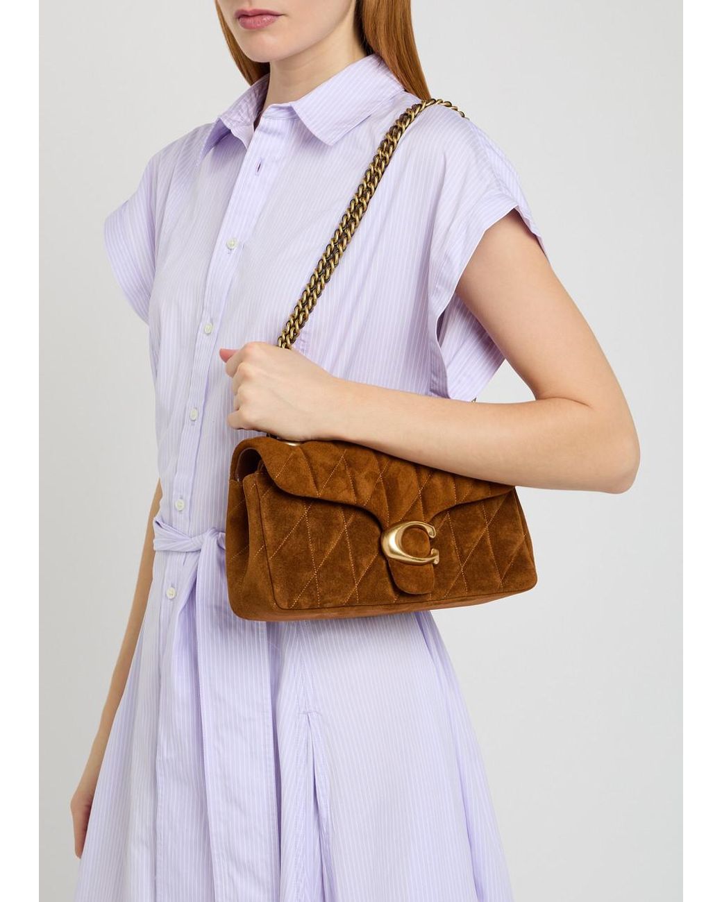 COACH Brown Tabby 26 Quilted Suede Shoulder Bag