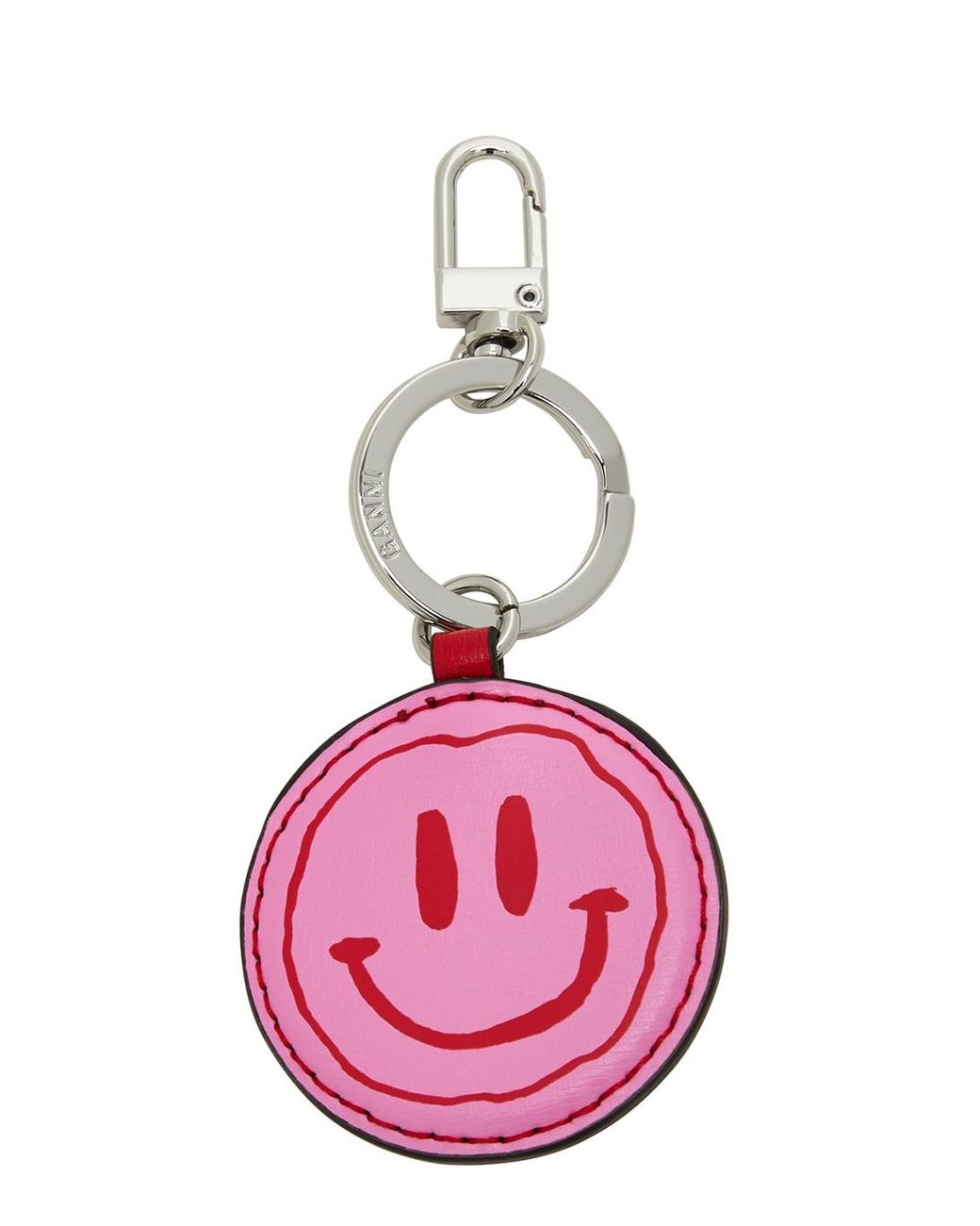 Ganni Logo-print Leather Keyring in Pink | Lyst