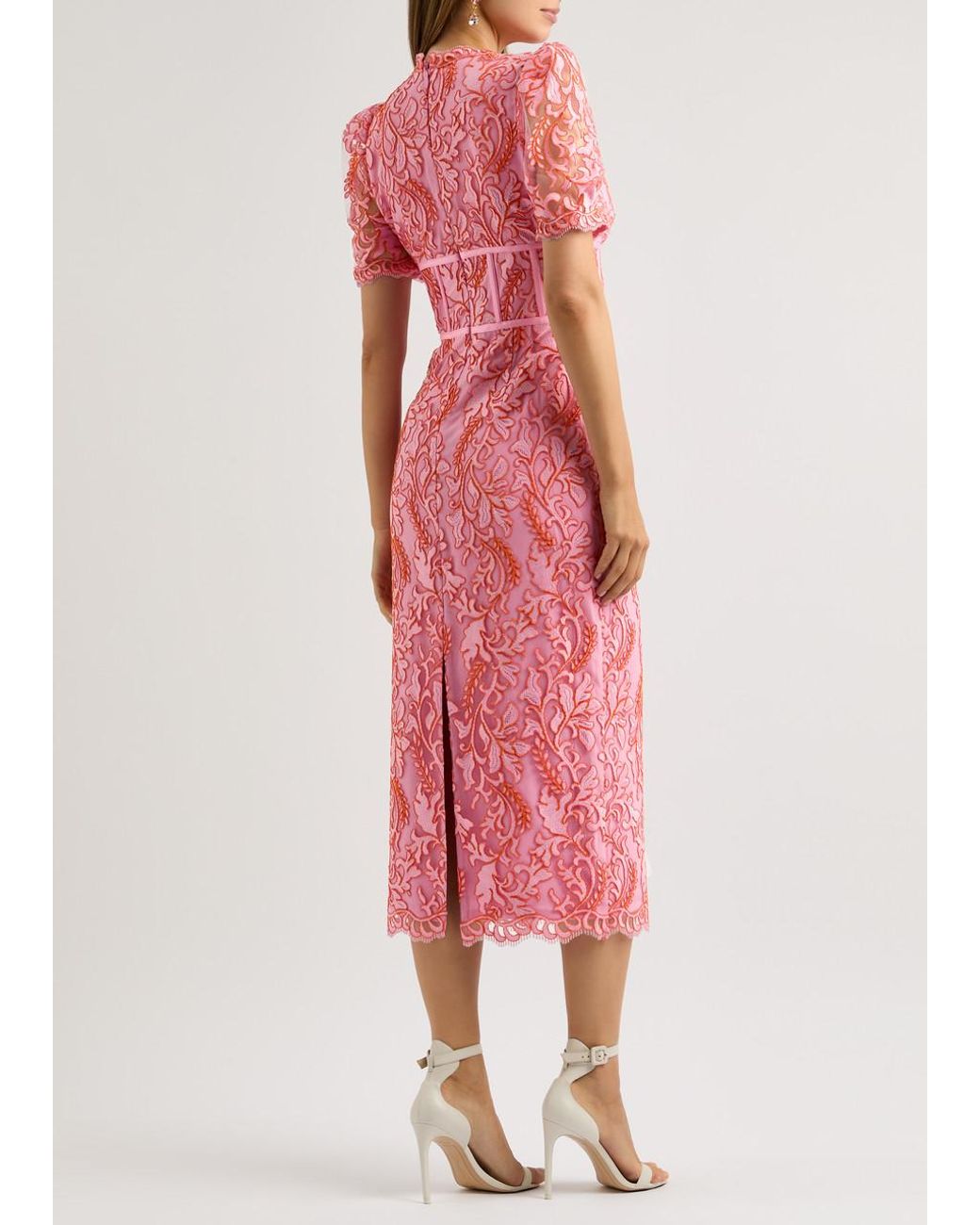 Rebecca Vallance Maribella Embroidered Tulle Midi Dress in