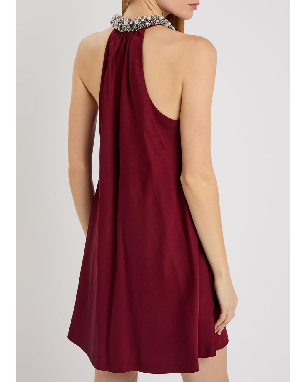 Jonathan Simkhai Red Hadleigh Embellished Satin Mini Dress