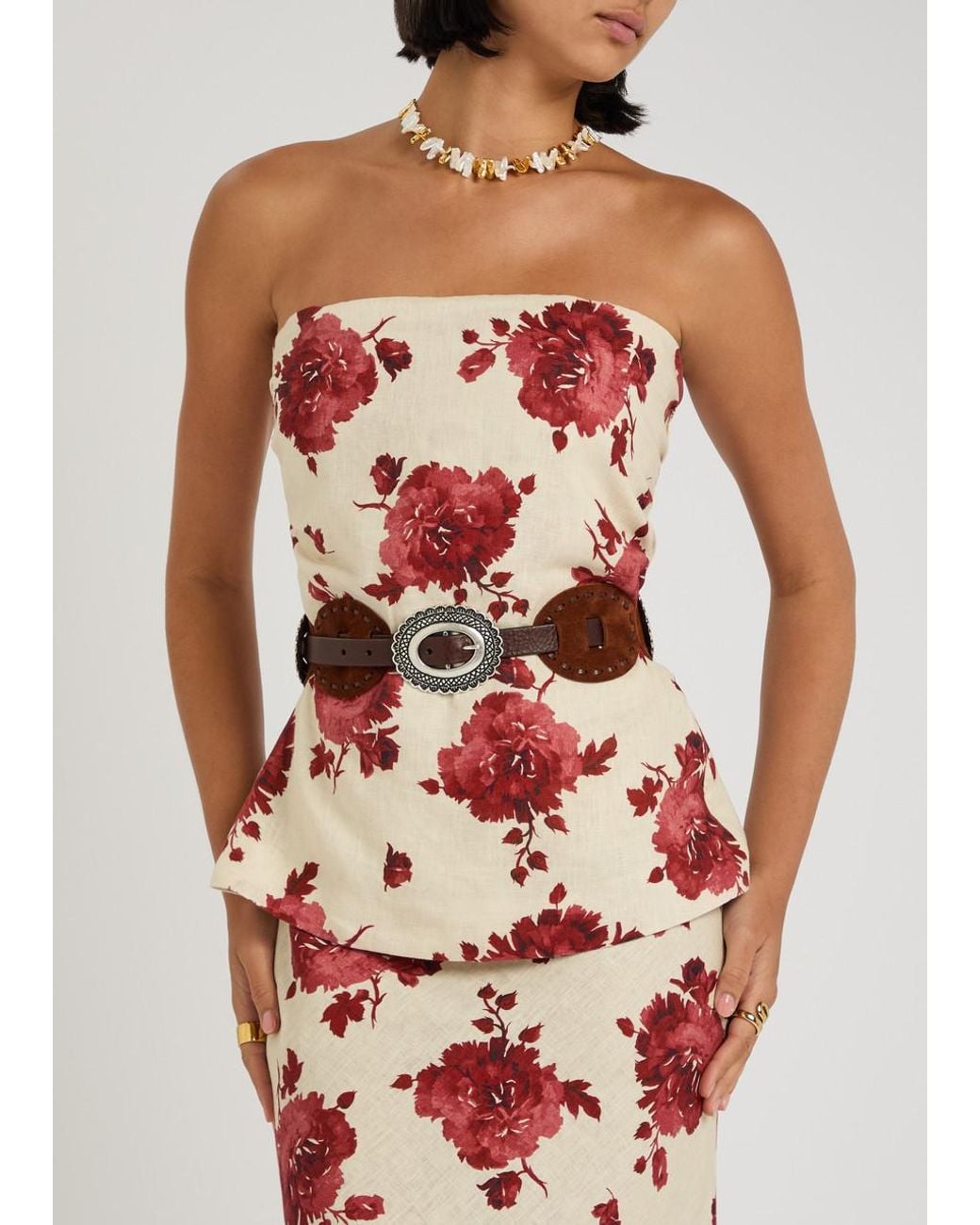 Andersons Brown Embellished Suede Concho Belt