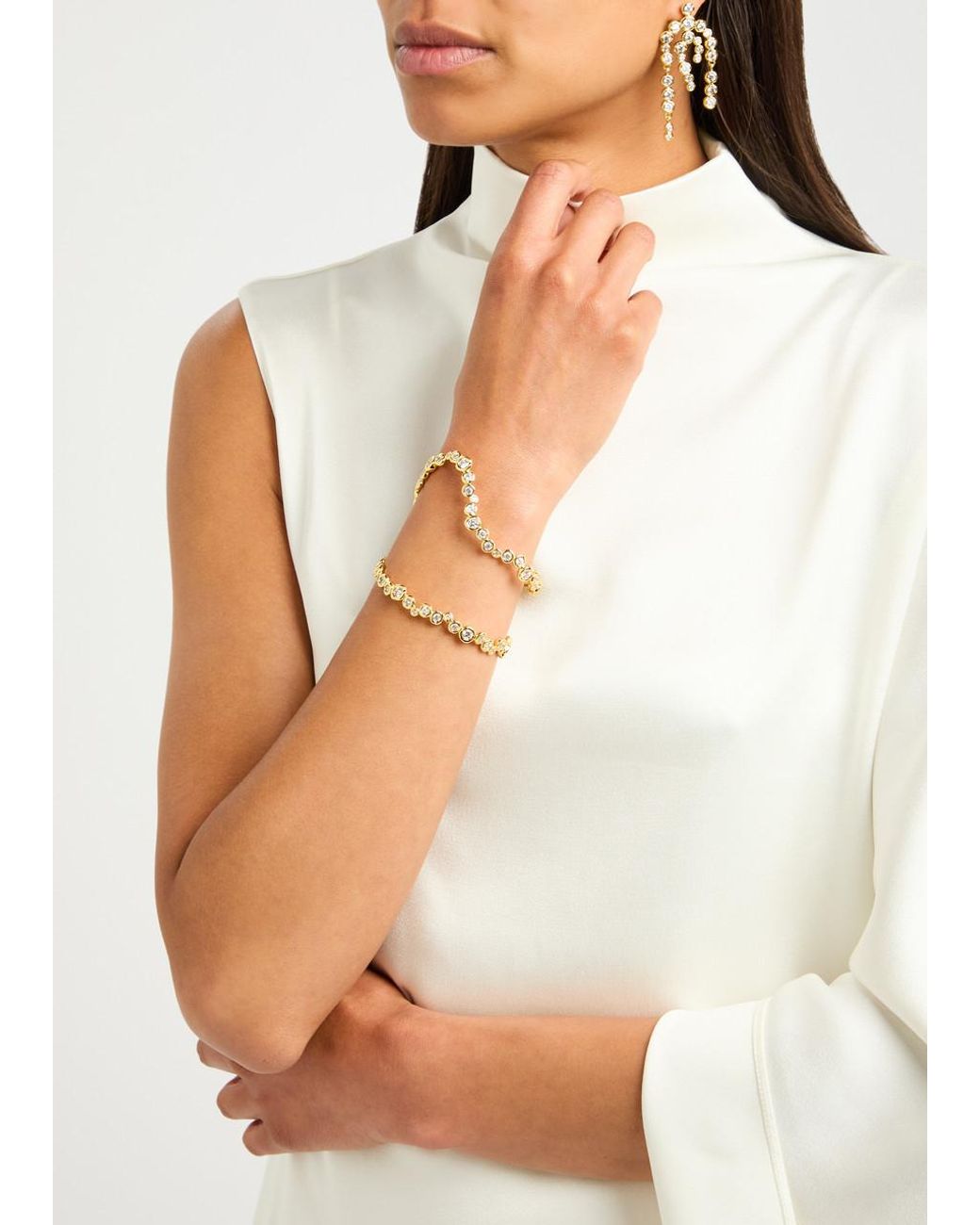 Alexis Metallic Asterales Crystal-Embellished 14Kt-Plated Cuff