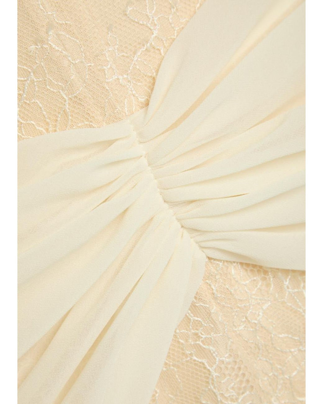 De La Vali Natural Noor Ruffled Lace Mini Dress